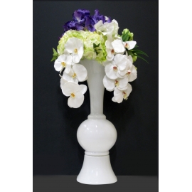 蘭花繡球白色玻璃花藝設計(y14849花藝設計- 茶几用直立式)